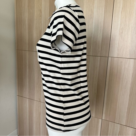 a new day Black and White Striped Short Sleeve Tee Size L - Picture 5 of 9